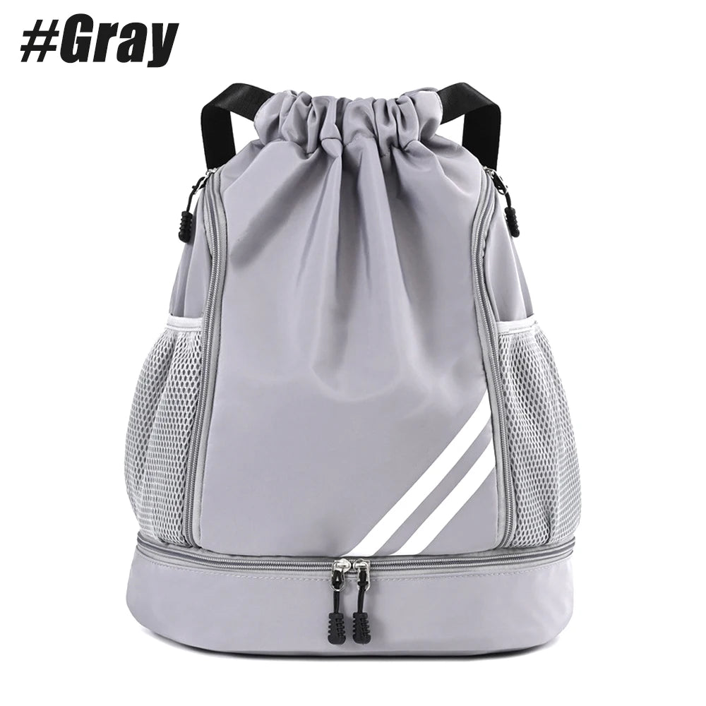 Drawstring Gym Backpack with Shoe Compartment