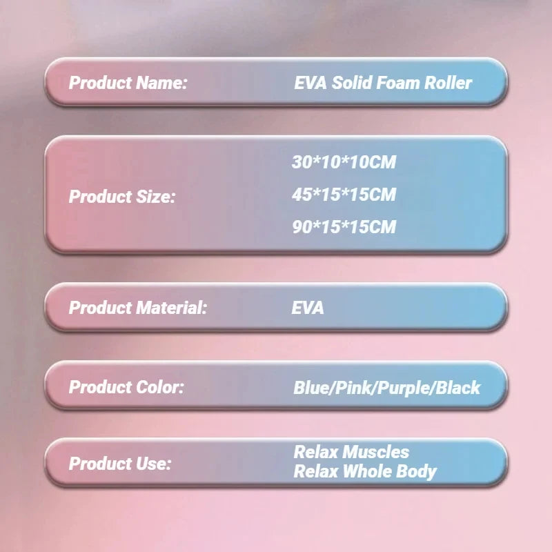 EVA Solid Foam Roller – Deep Tissue Muscle Massage & Recovery