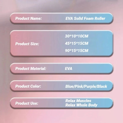 EVA Solid Foam Roller – Deep Tissue Muscle Massage & Recovery