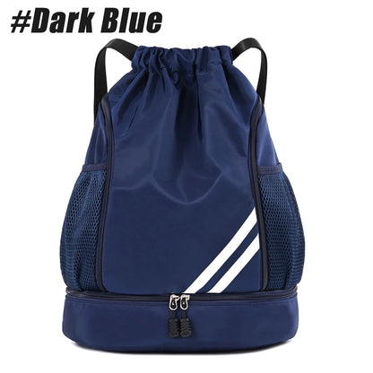 Drawstring Gym Backpack with Shoe Compartment