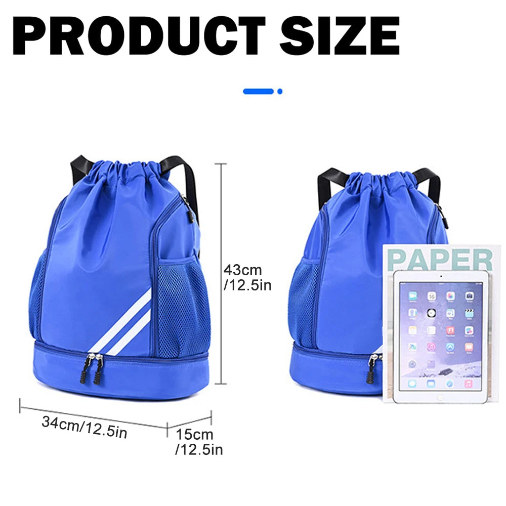 Drawstring Gym Backpack with Shoe Compartment