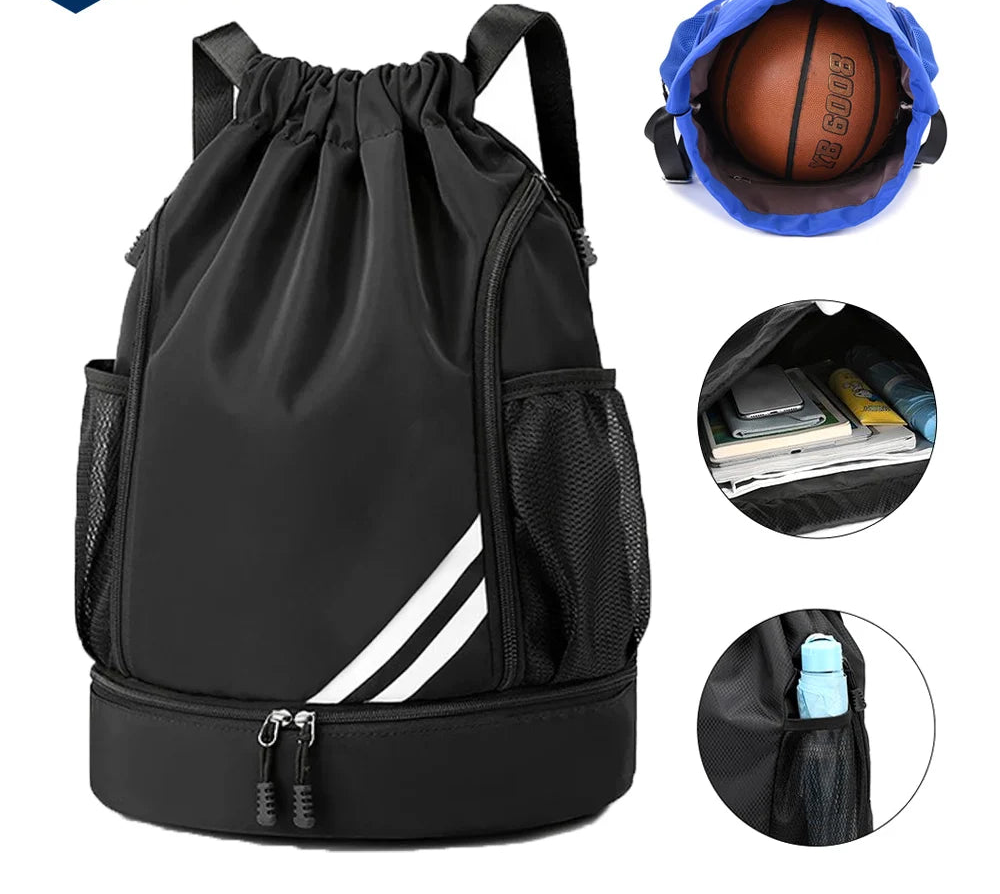 Drawstring Gym Backpack with Shoe Compartment