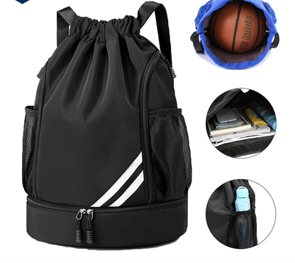 Drawstring Gym Backpack with Shoe Compartment