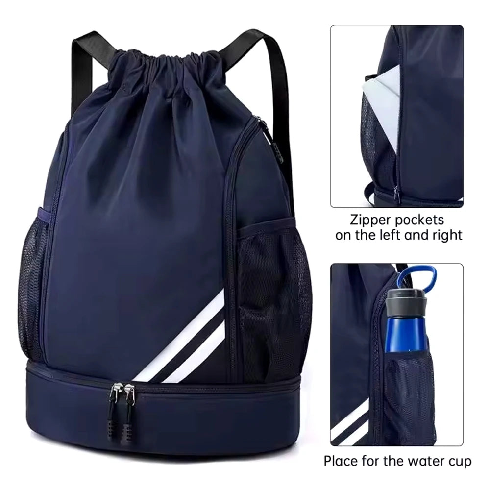 Drawstring Gym Backpack with Shoe Compartment